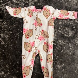 Carter's Pink and Brown Monkey Print Footie